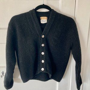 True vintage black wool cardigan